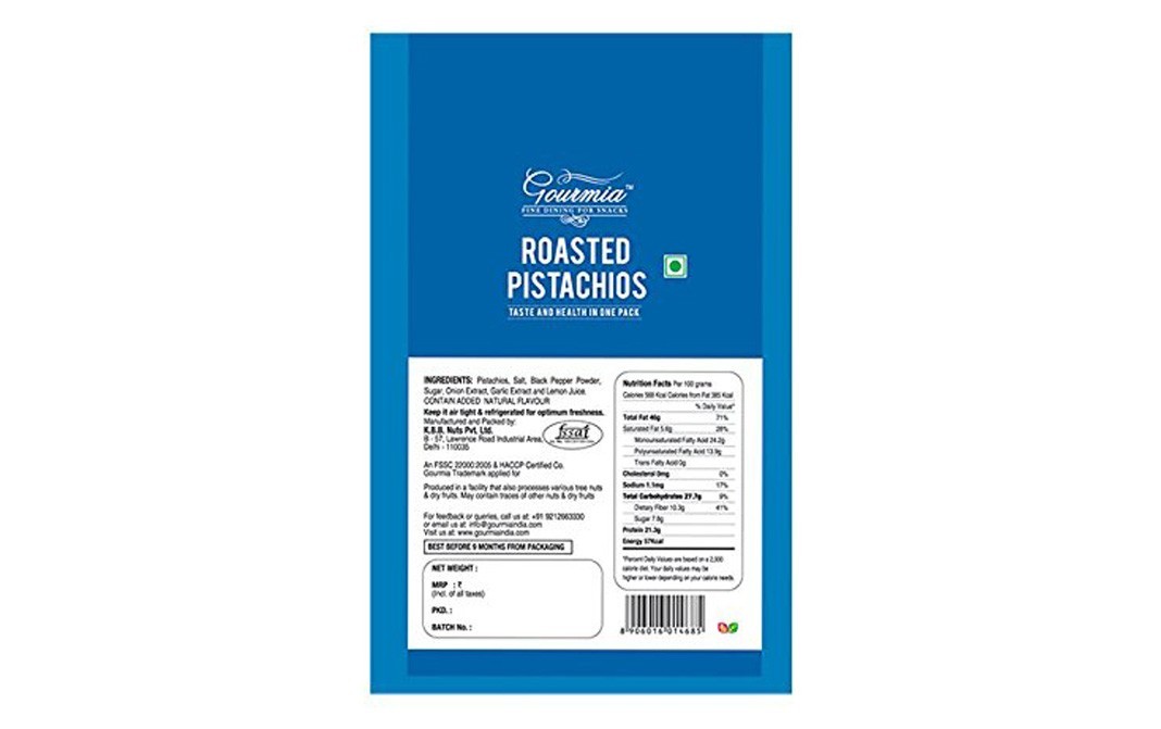 Gourmia Roasted Pistachios Salt and Pepper   Pack  200 grams